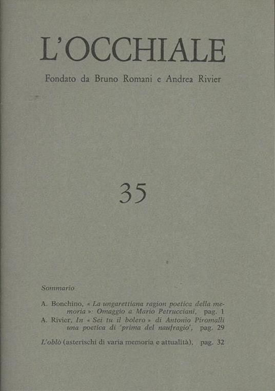 L' Occhiale N° 35 - Bruno Romani - copertina