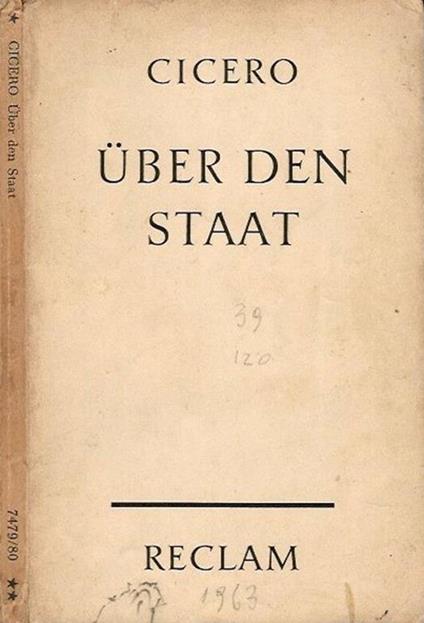 Uber den staat - M. Tullio Cicerone - copertina