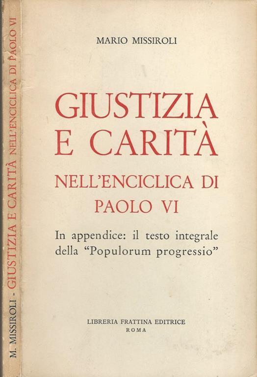 Giustizia e carità. Nell'enciclica di Paolo VI - Mario Missiroli - copertina