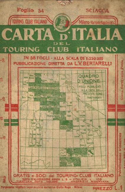 Carta d'Italia. Foglio 54 Sciacca - Luigi V. Bertarelli - copertina