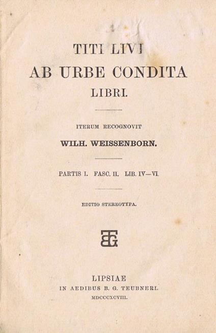 Ab Urbe Condita Libri (Partis I) - Tito Livio - copertina
