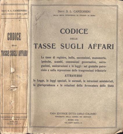 Codice delle tasse sugli affari - copertina
