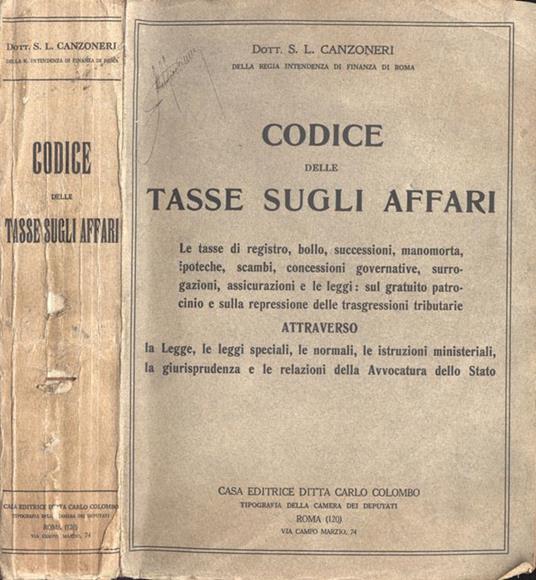 Codice delle tasse sugli affari - copertina