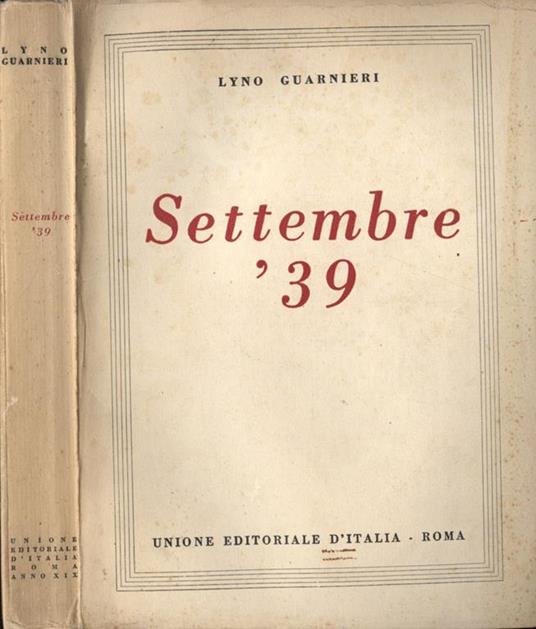 Settembre '39 - Lyno Guarnieri - copertina