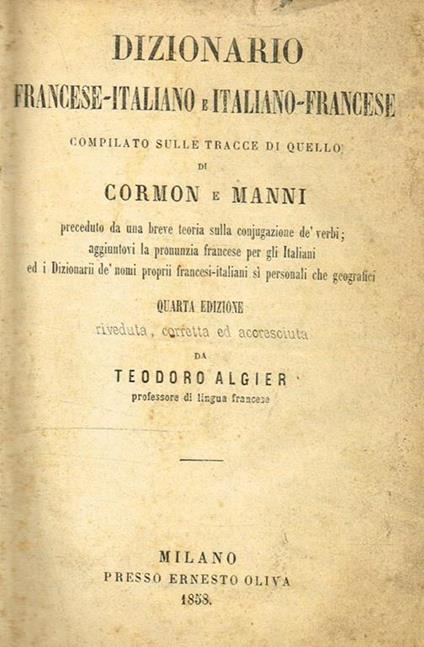Dizionario francese-italiano e italiano-francese vol.I - copertina