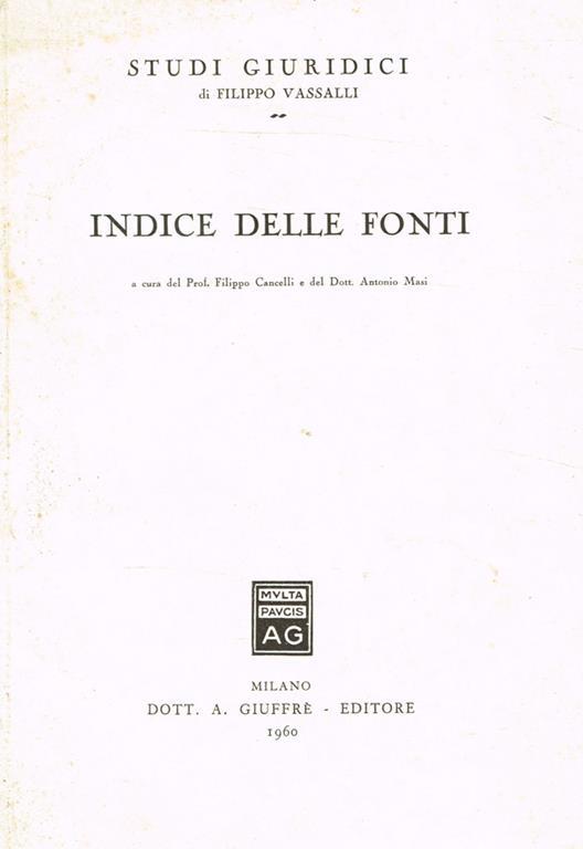 Indice delle fonti - copertina