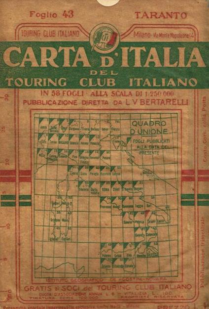 Carta d'Italia. Foglio 43 Taranto - Luigi V. Bertarelli - copertina