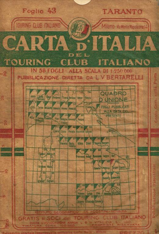 Carta d'Italia. Foglio 43 Taranto - Luigi V. Bertarelli - copertina