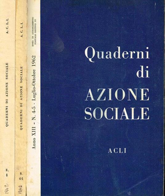 Quaderni di Azione Sociale. Rivista bimestrale anno XIII n.4/5 6 - copertina