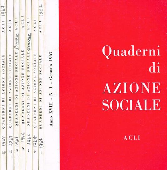 Quaderni di azione sociale. Rivista mensile anno XVIII n.1, 2, 3, 5, 9, 10, 11/12 - copertina