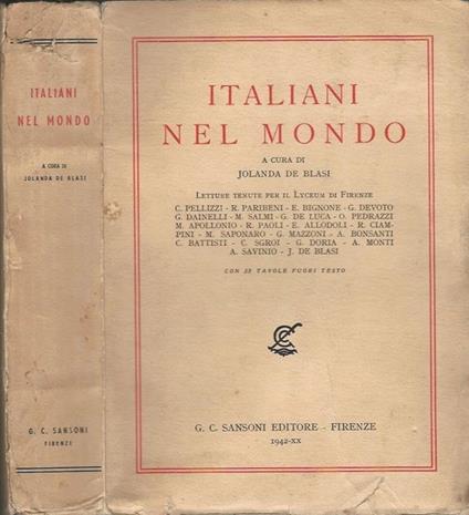 Italiani nel mondo - Jolanda De Blasi - copertina