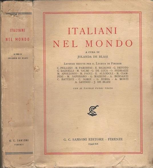 Italiani nel mondo - Jolanda De Blasi - copertina