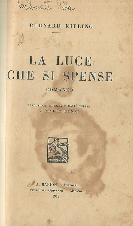 La luce che si spense - Rudyard Kipling - copertina