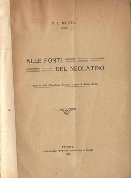 Alle fonti del neolatino - Marco Bartoli - copertina