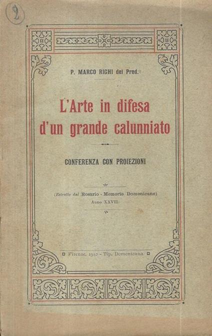 L' arte in difesa d'un grande calunniato - copertina