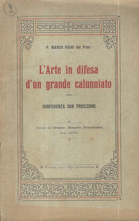 L' arte in difesa d'un grande calunniato - copertina