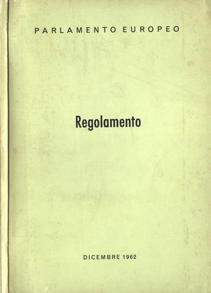 Regolamento - Parlamento Europeo - copertina
