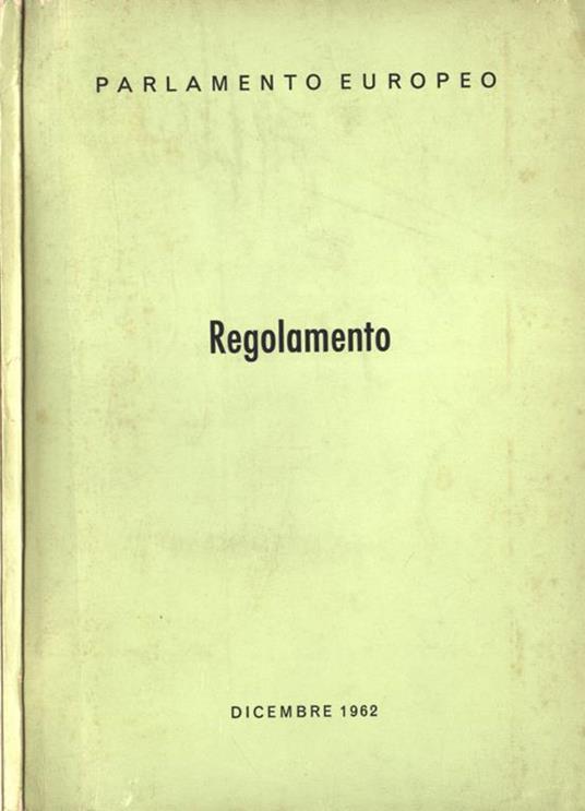Regolamento - Parlamento Europeo - copertina
