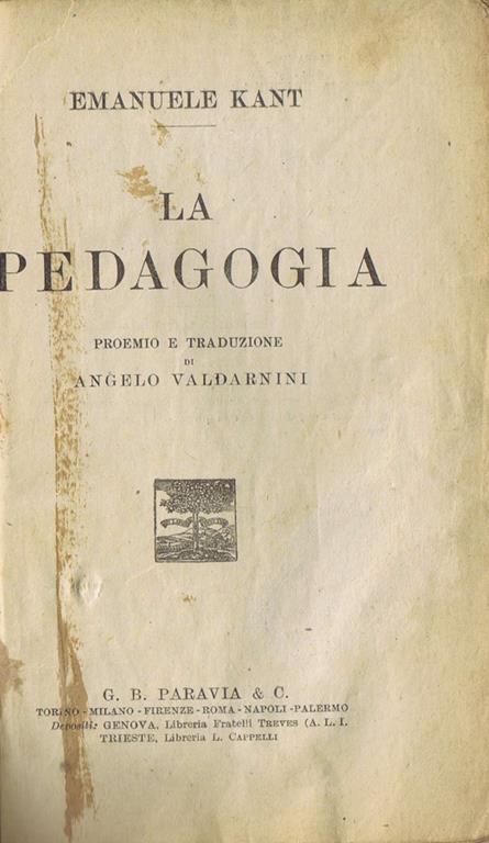 La Pedagogia - Immanuel Kant - copertina
