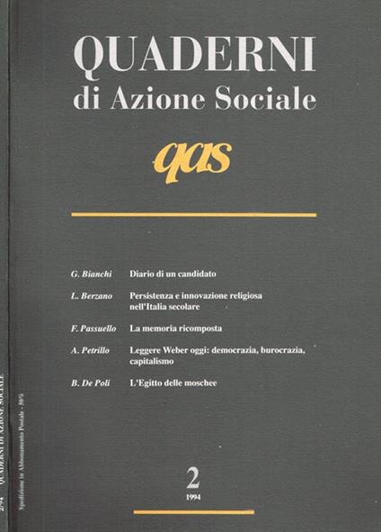 Quaderni di azione sociale. Anno XXXIX n.2 - Giovanni Bianchi - copertina