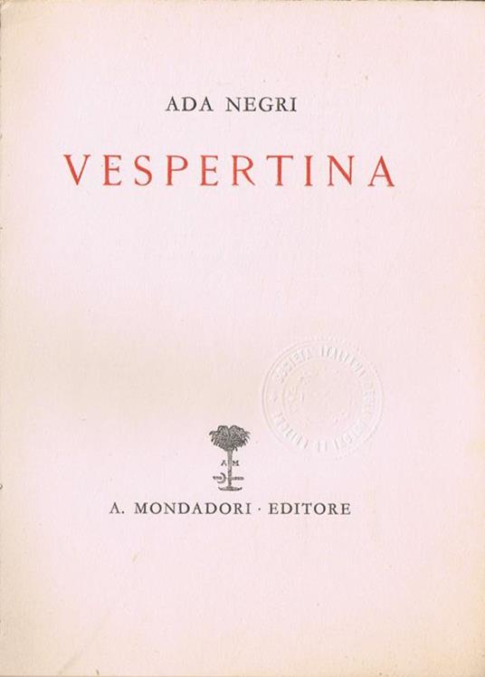 Vespertina - Ada Negri - copertina