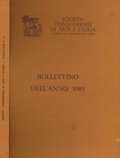 Società tarquiniense di arte storia (anno di fondazione 1917). Bollettino dell'anno 1983. Supplemento n.12 alle Fonti di Storia Cornetana - copertina