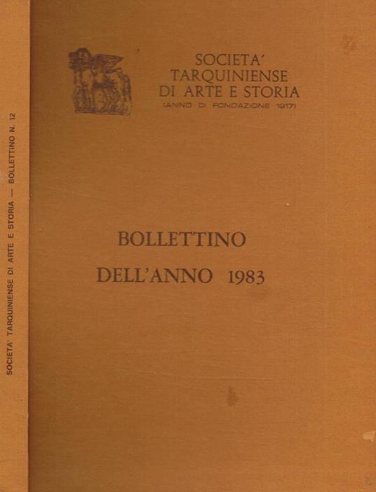 Società tarquiniense di arte storia (anno di fondazione 1917). Bollettino dell'anno 1983. Supplemento n.12 alle Fonti di Storia Cornetana - copertina