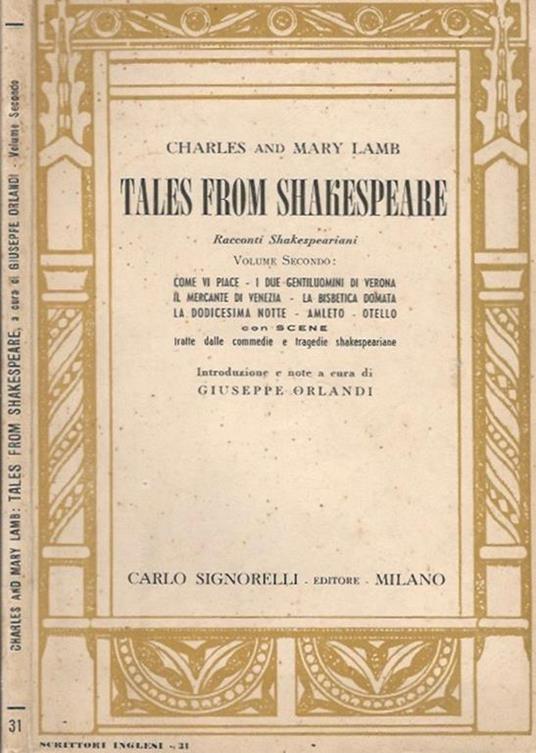Tales from Shakespeare, vol. II. Racconti Shakespeariani - Charles Lamb - copertina
