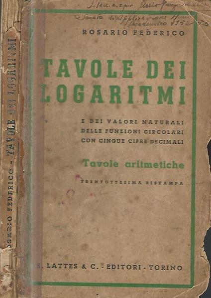 Tavole dei logaritmi - Rosario Federico - copertina