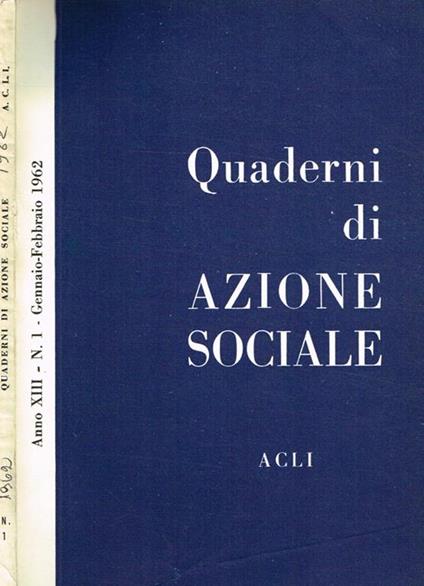 Quaderni di azione sociale. Rivista bimestrale anno XIII n.1 - Livio Labor - copertina