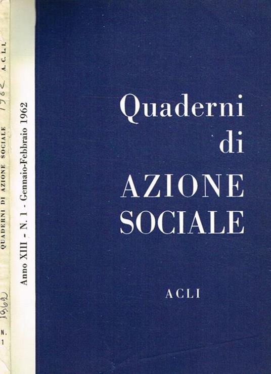 Quaderni di azione sociale. Rivista bimestrale anno XIII n.1 - Livio Labor - copertina