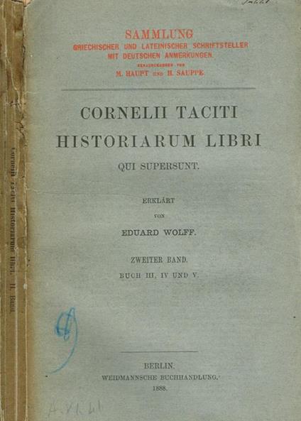Historiarum libri qui supersunt - P. Cornelio Tacito - copertina