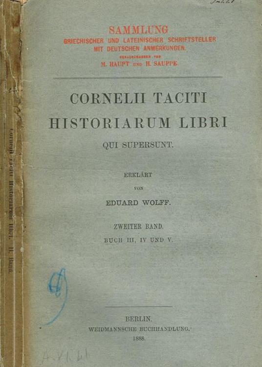 Historiarum libri qui supersunt - P. Cornelio Tacito - copertina