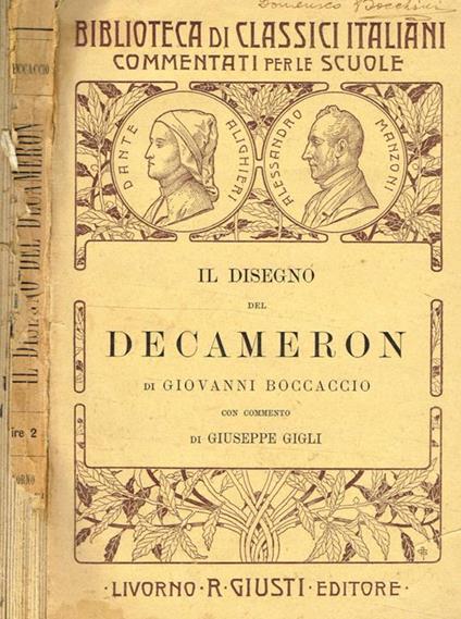 Il disegno del Decameron - Giovanni Boccaccio - copertina