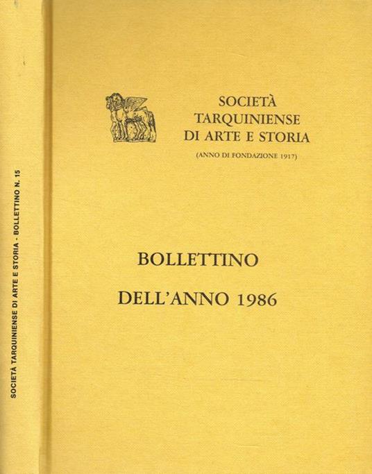 Società tarquiniense di arte storia (anno di fondazione 1917). Bollettino dell'anno 1986. Supplemento n.15 alle Fonti di Storia Cornetana - copertina