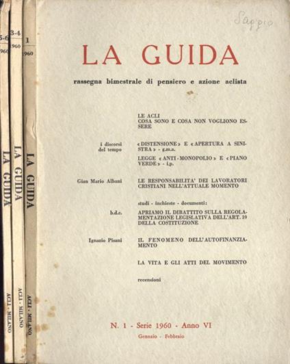 La Guida Anno VI n. 1, 3 - 4, 5 - 6. Rassegna bimestrale di pensiero e azione aclista - copertina