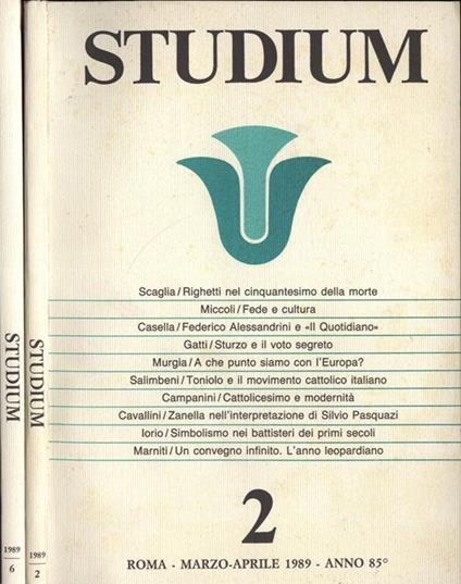 Studium Anno 1989 n. 2 - 6 - copertina