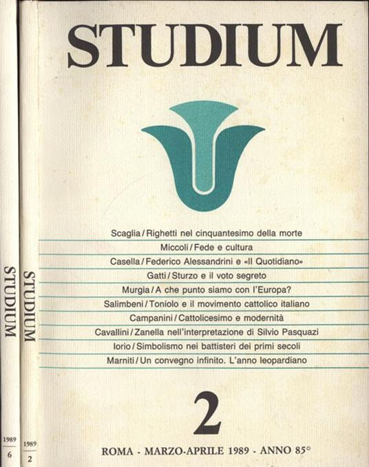 Studium Anno 1989 n. 2 - 6 - copertina