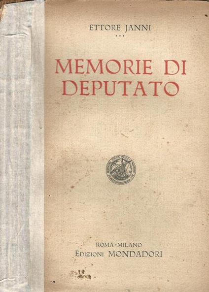 Memorie di un deputato - Ettore Janni - copertina