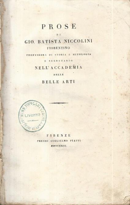 Prose - G. Battista Niccolini - copertina