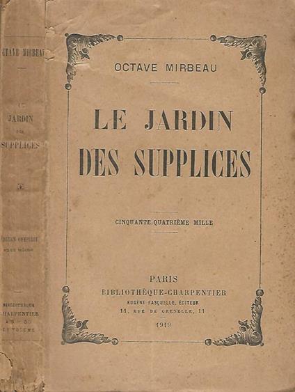 Le jardin des supplices - Octave Mirbeau - copertina
