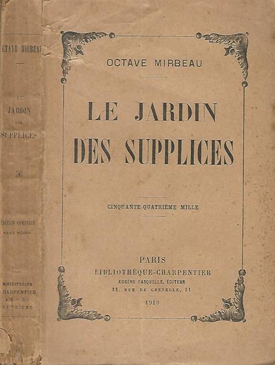Le jardin des supplices - Octave Mirbeau - copertina