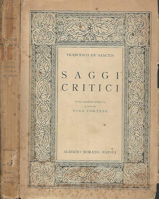 Saggi Critici - Francesco De Sanctis - copertina