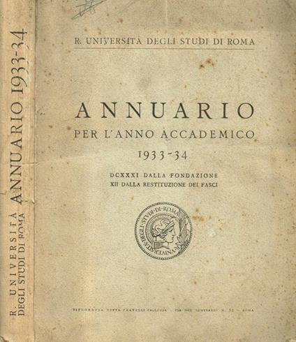 Annuario per l'anno accademico 1933-34 - copertina
