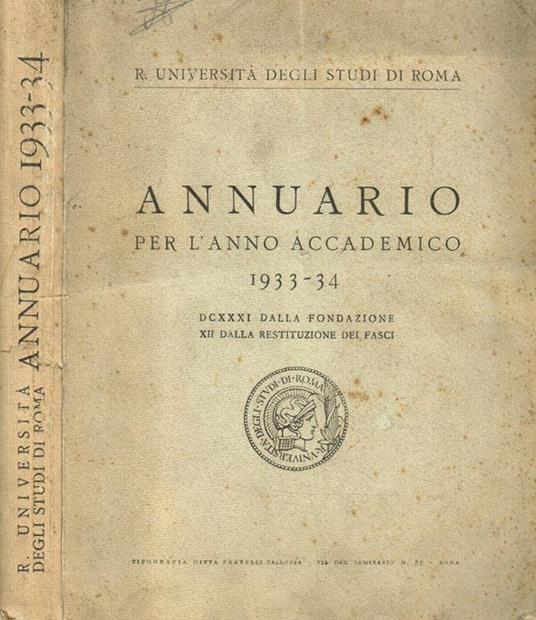 Annuario per l'anno accademico 1933-34 - copertina
