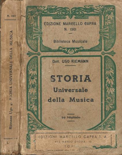 Storia Universale della Musica - Ugo Riemann - copertina