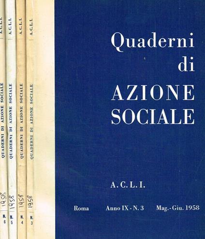 Quaderni di azione sociale. Rivista bimestrale anno IX n.3 4 5 6 - Dino Penazzato - copertina