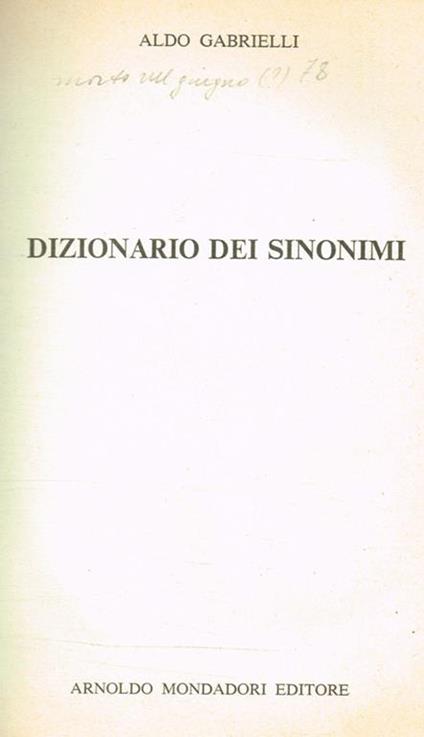 Dizionario dei sinonimi - Aldo Gabrielli - copertina