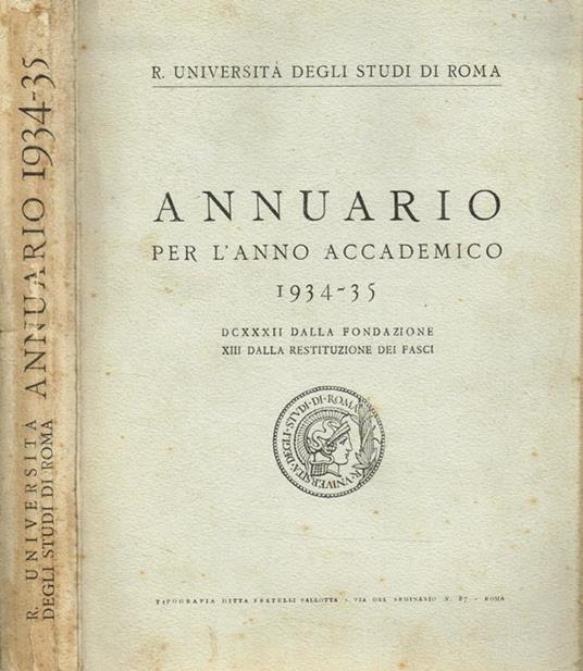 Annuario per l'anno accademico 1934-35 - copertina