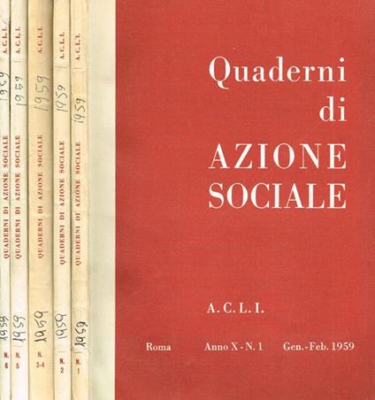 Quaderni di azione sociale. Rivista bimestrale anno X - Dino Penazzato - copertina